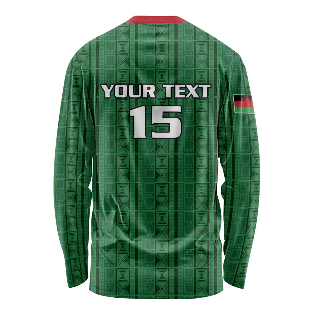 Custom Malawi Football Long Sleeve Shirt Come On Flames - Green - Wonder Print Shop