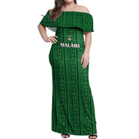 Custom Malawi Football Off Shoulder Maxi Dress Come On Flames - Green - Wonder Print Shop