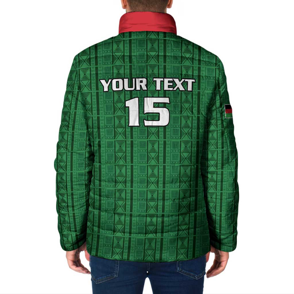 Custom Malawi Football Padded Jacket Come On Flames - Green - Wonder Print Shop
