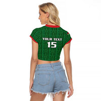 Custom Malawi Football Raglan Cropped T Shirt Come On Flames - Green - Wonder Print Shop