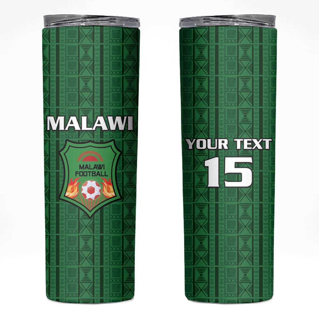 Custom Malawi Football Skinny Tumbler Come On Flames - Green - Wonder Print Shop