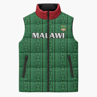 Custom Malawi Football Sleeveless Puffer Jacket Come On Flames - Green - Wonder Print Shop