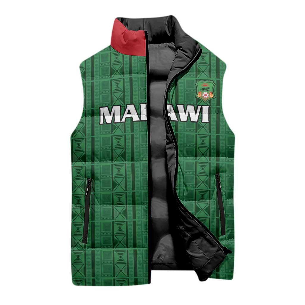 Custom Malawi Football Sleeveless Puffer Jacket Come On Flames - Green - Wonder Print Shop