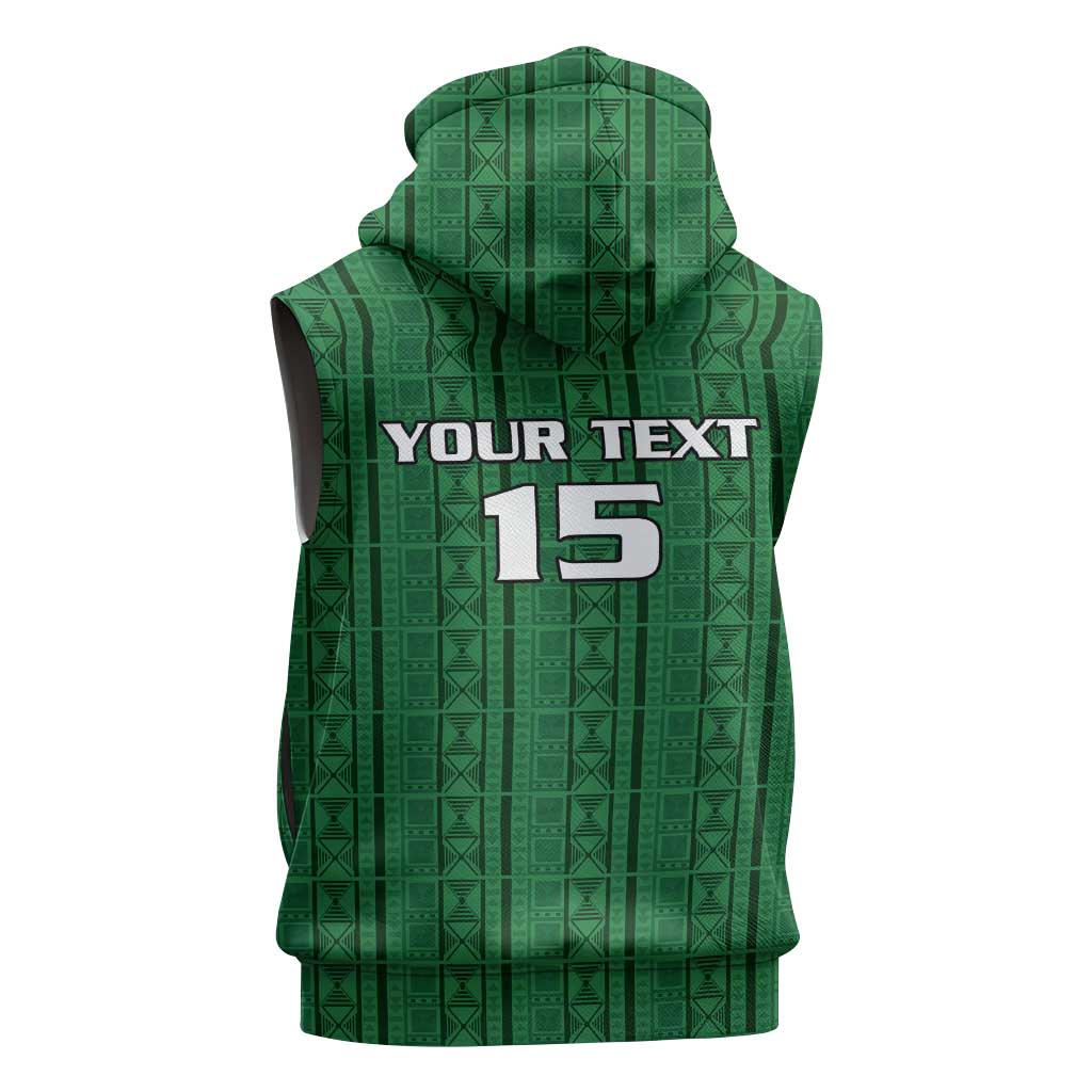 Custom Malawi Football Sleeveless Zip Hoodie Come On Flames - Green - Wonder Print Shop