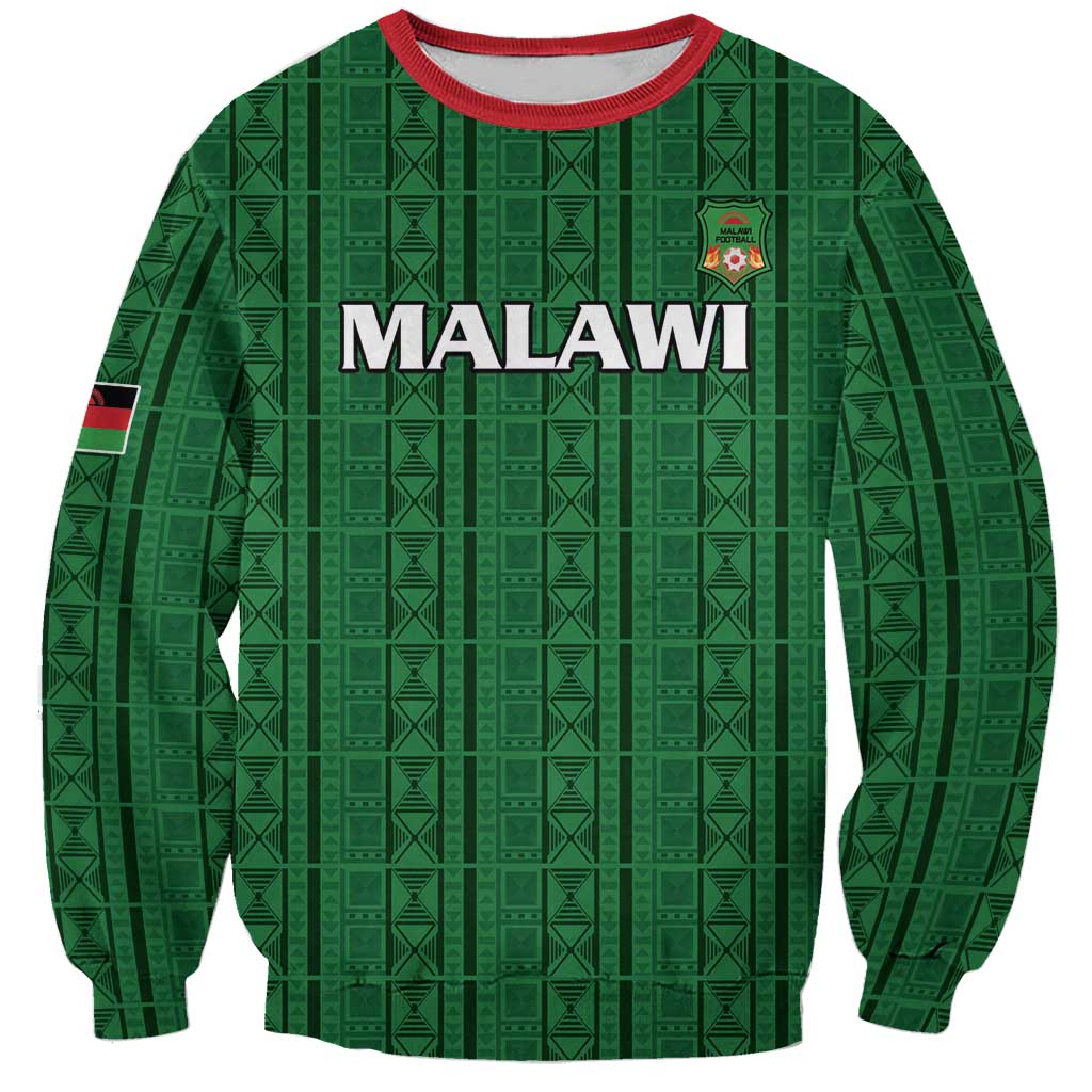 Custom Malawi Football Sweatshirt Come On Flames - Green - Wonder Print Shop