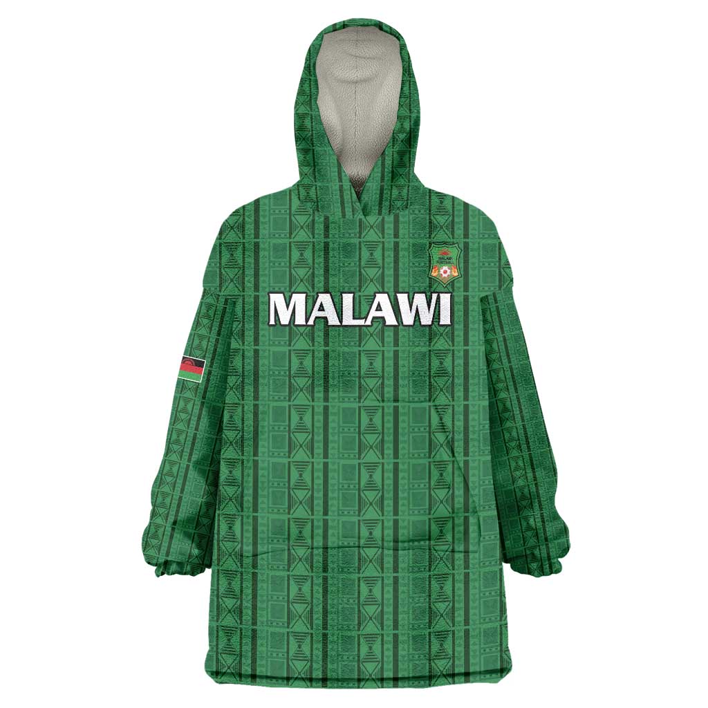 Custom Malawi Football Wearable Blanket Hoodie Come On Flames - Green - Wonder Print Shop