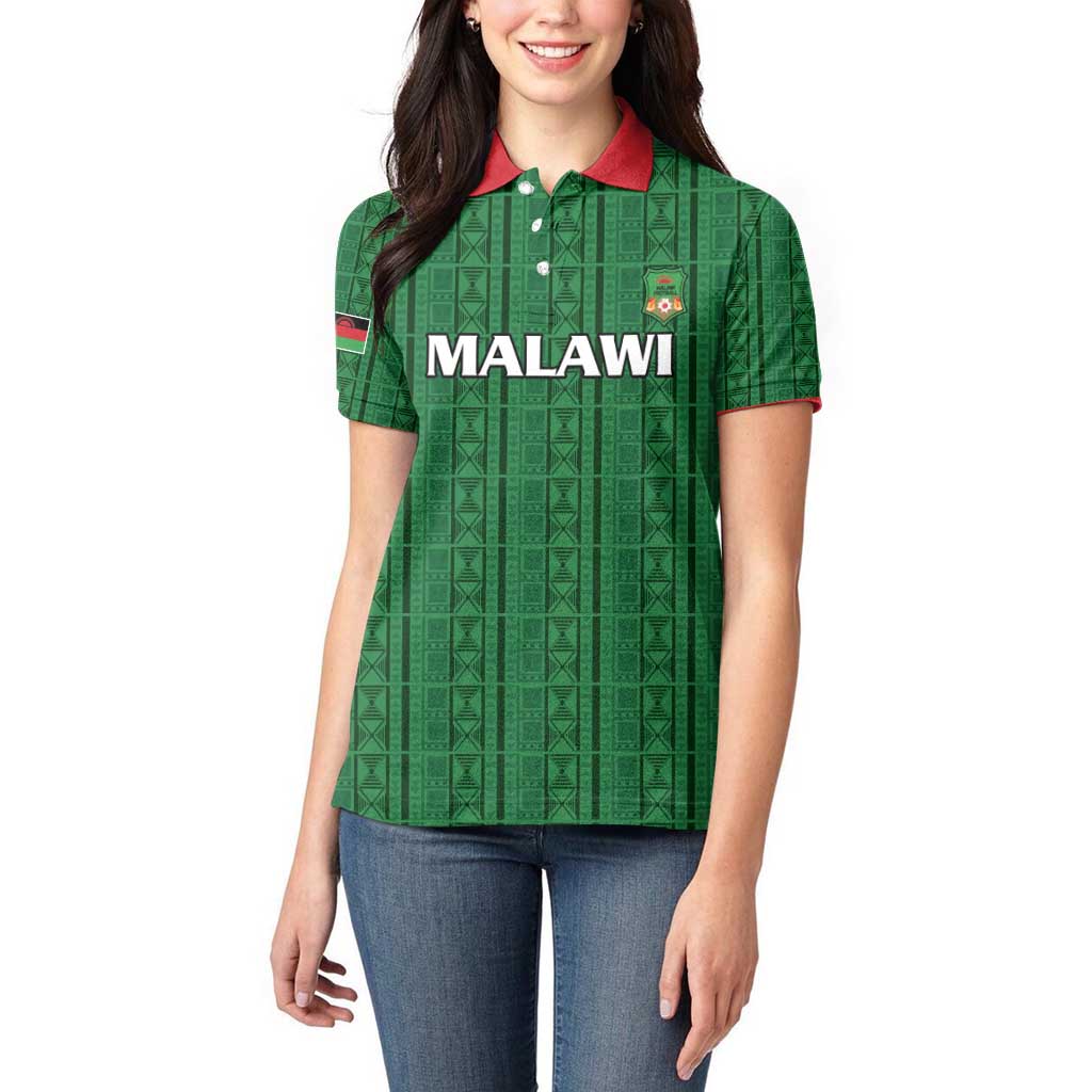 Custom Malawi Football Women Polo Shirt Come On Flames - Green - Wonder Print Shop