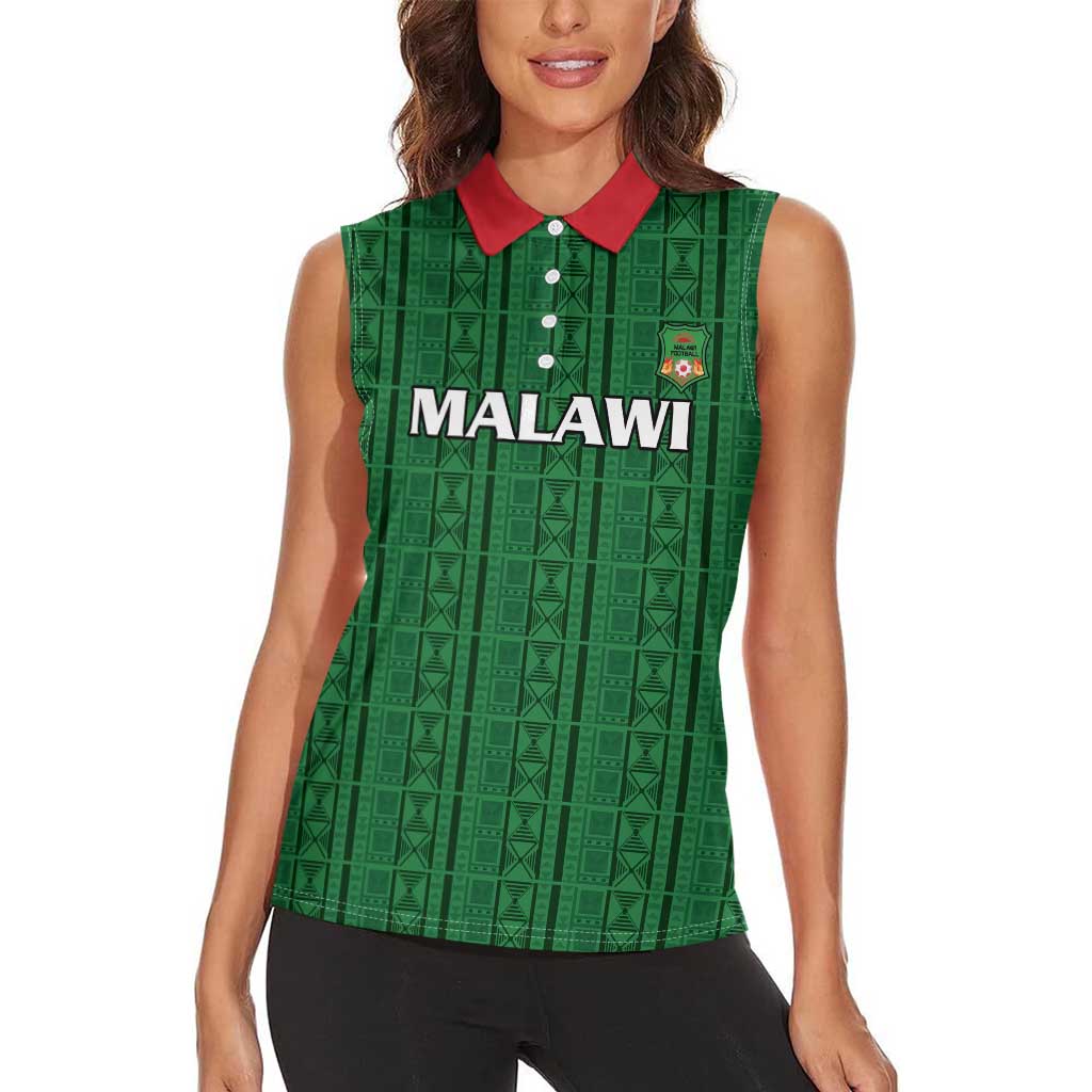 Custom Malawi Football Women Sleeveless Polo Shirt Come On Flames - Green - Wonder Print Shop