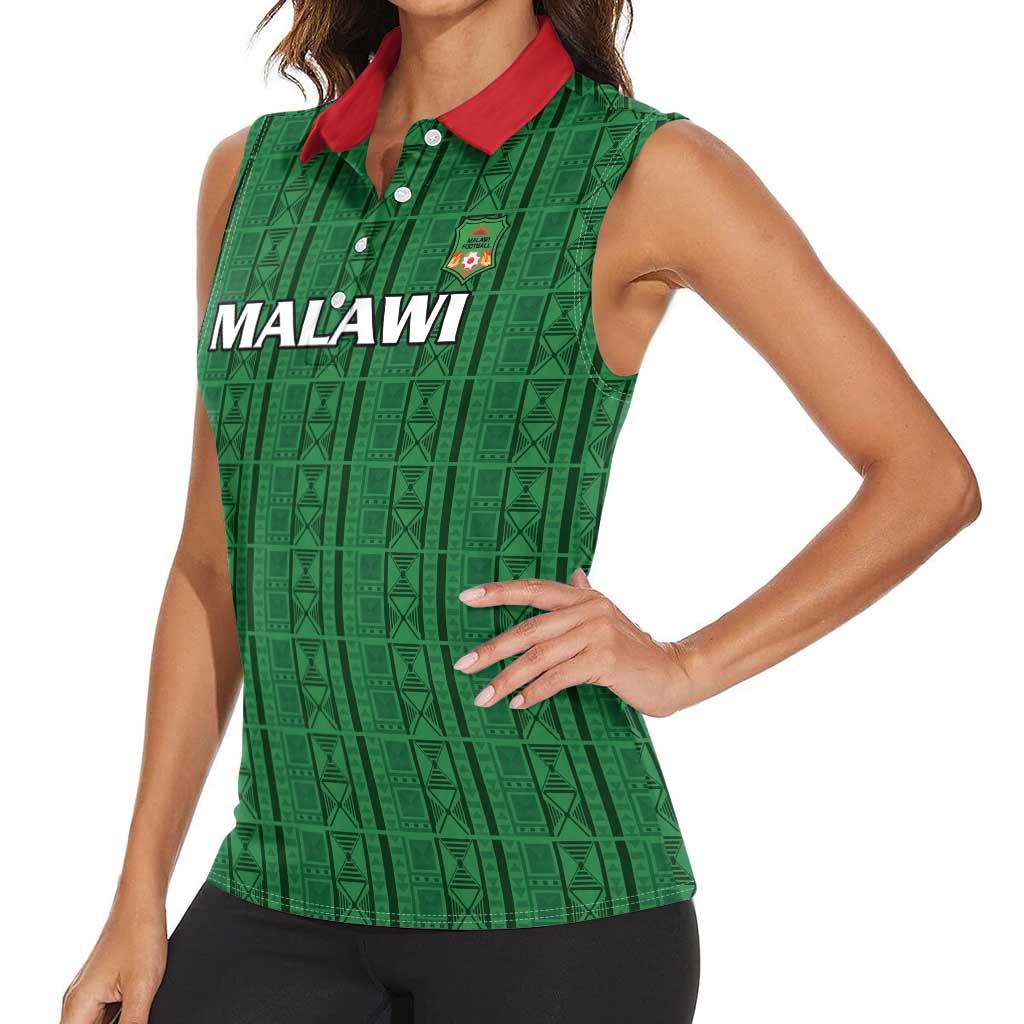 Custom Malawi Football Women Sleeveless Polo Shirt Come On Flames - Green - Wonder Print Shop