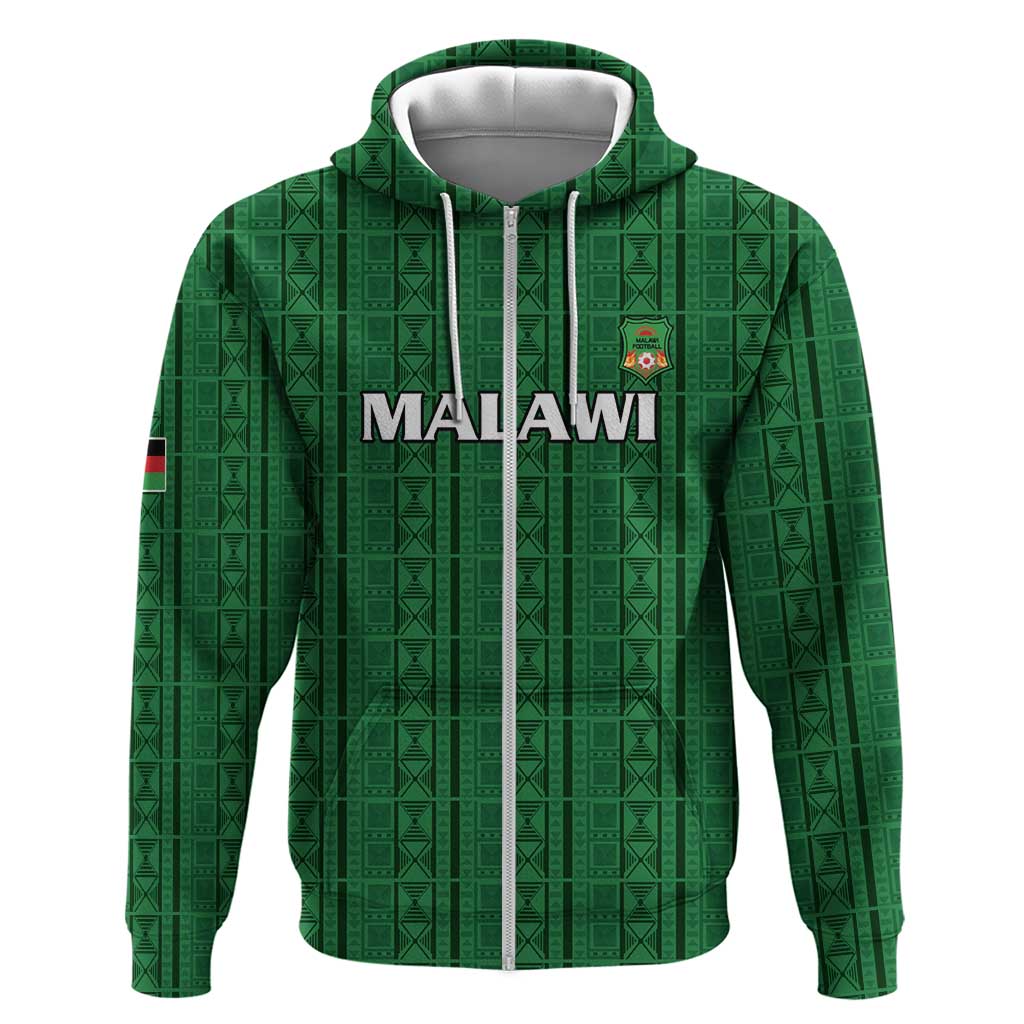 Custom Malawi Football Zip Hoodie Come On Flames - Green - Wonder Print Shop