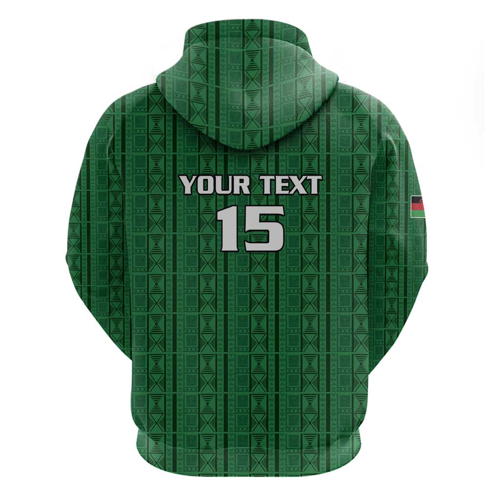 Custom Malawi Football Zip Hoodie Come On Flames - Green - Wonder Print Shop