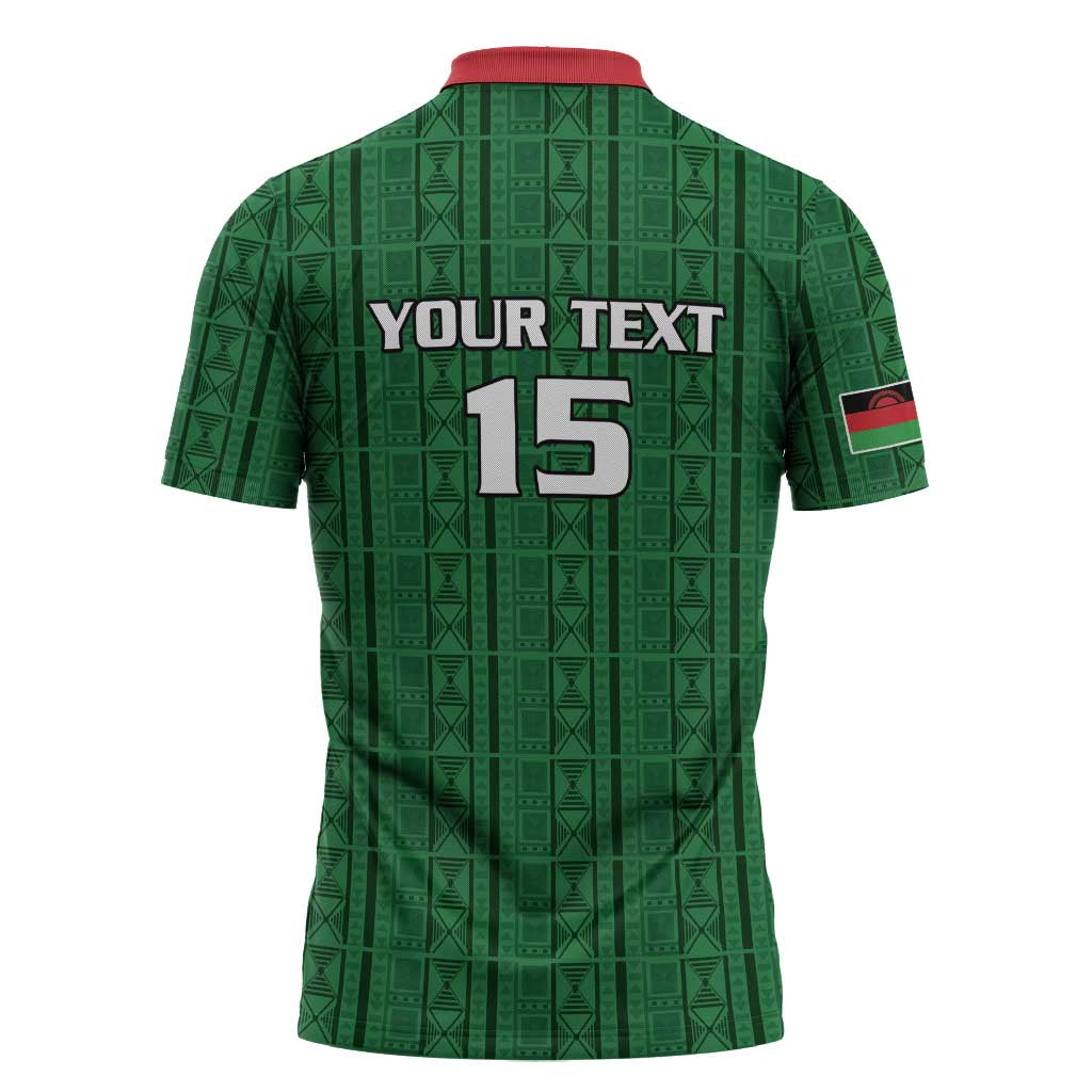 Custom Malawi Football Zipper Polo Shirt Come On Flames - Green - Wonder Print Shop