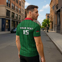 Custom Malawi Football Zipper Polo Shirt Come On Flames - Green - Wonder Print Shop