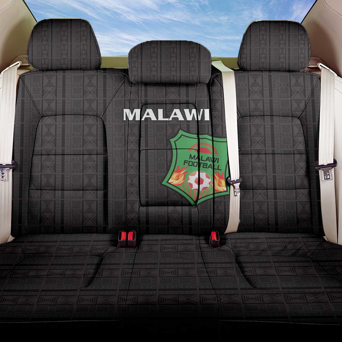 Malawi Football Back Car Seat Cover Come On Flames - Black - Wonder Print Shop