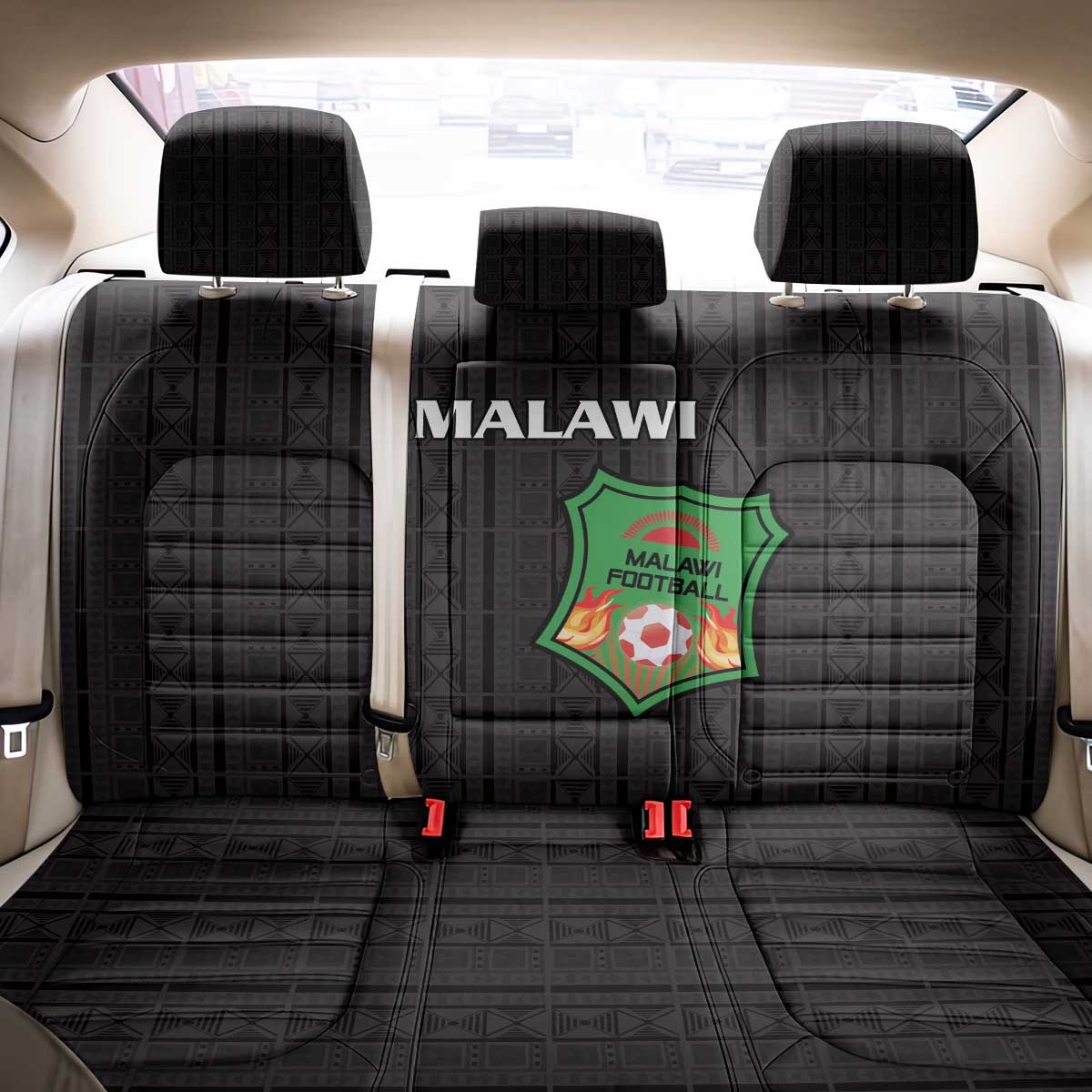 Malawi Football Back Car Seat Cover Come On Flames - Black - Wonder Print Shop