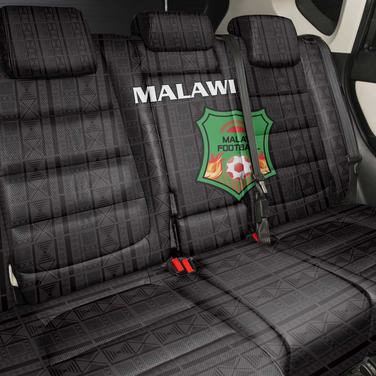 Malawi Football Back Car Seat Cover Come On Flames - Black - Wonder Print Shop