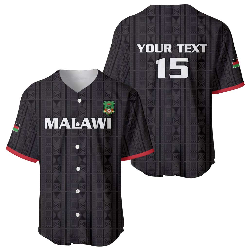 Custom Malawi Football Baseball Jersey Come On Flames - Black - Wonder Print Shop