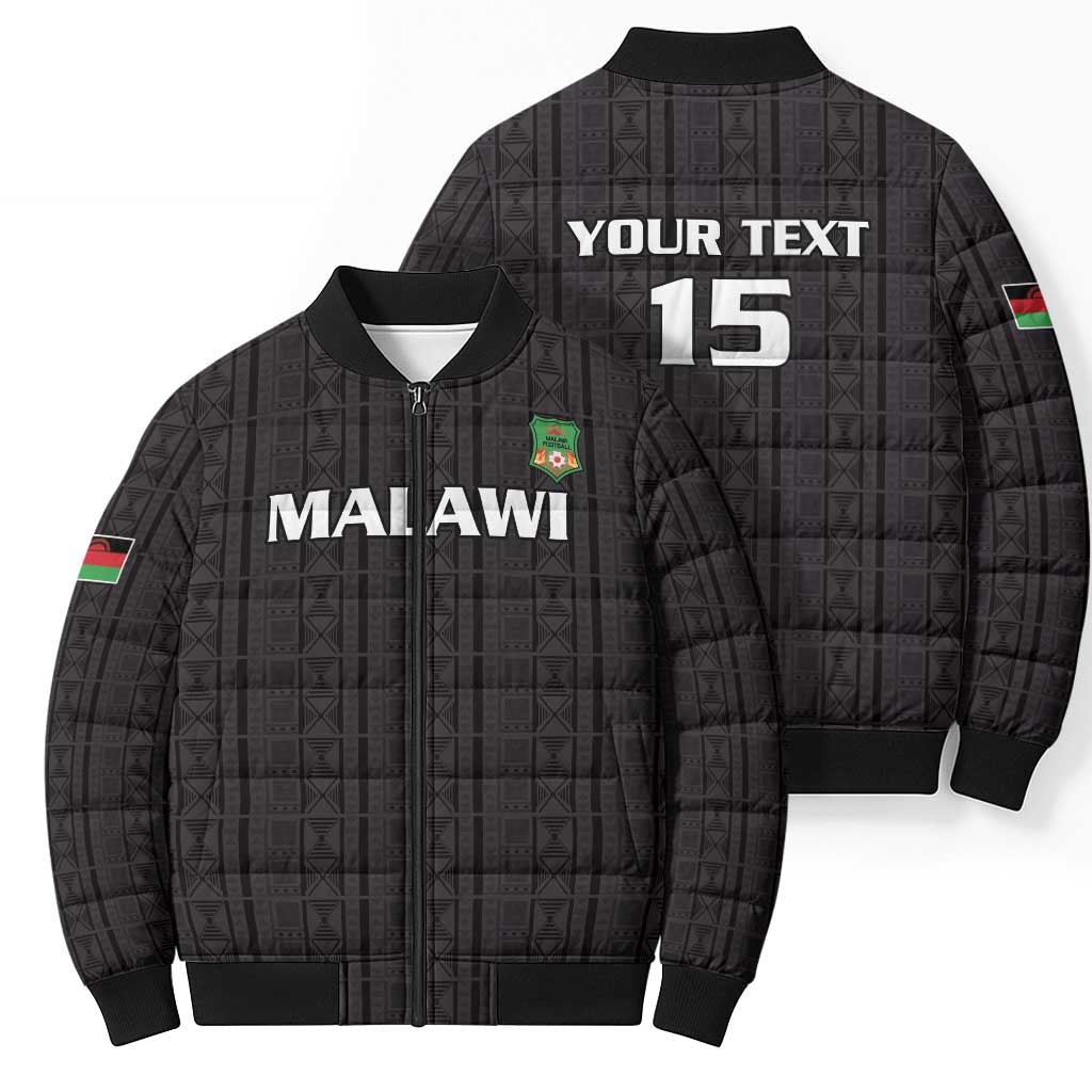 Custom Malawi Football Bomber Puffer Jacket Come On Flames - Black - Wonder Print Shop