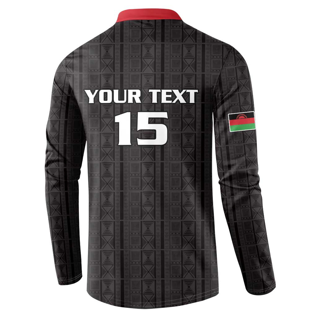 Custom Malawi Football Button Sweatshirt Come On Flames - Black - Wonder Print Shop