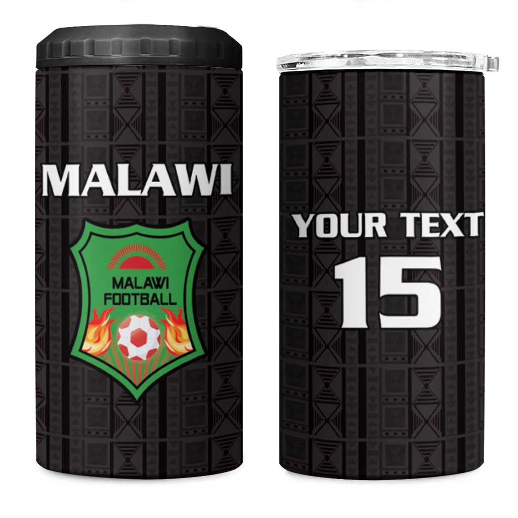 Custom Malawi Football 4 in 1 Can Cooler Tumbler Come On Flames - Black - Wonder Print Shop