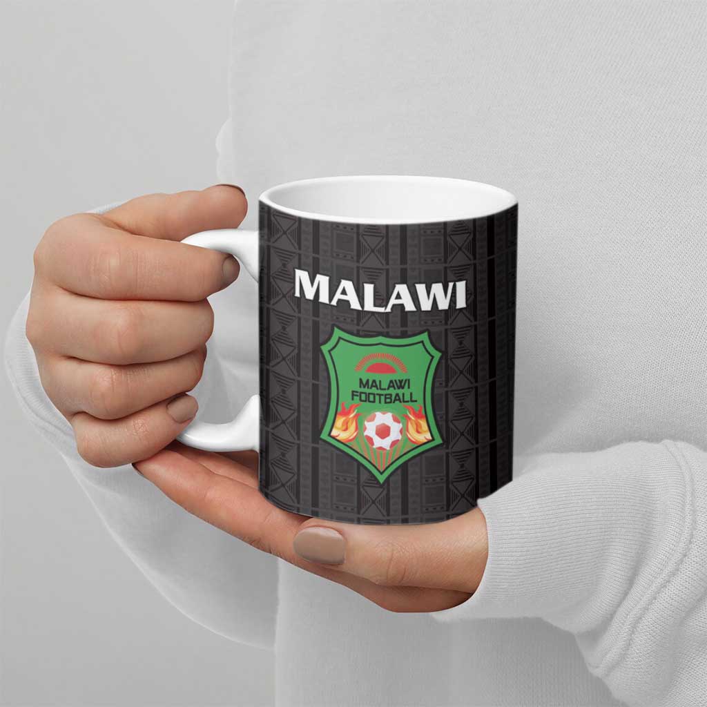 Custom Malawi Football Ceramic Mug Come On Flames - Black - Wonder Print Shop