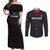 Custom Malawi Football Couples Matching Off Shoulder Maxi Dress and Long Sleeve Button Shirt Come On Flames - Black - Wonder Print Shop