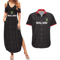 Custom Malawi Football Couples Matching Summer Maxi Dress and Hawaiian Shirt Come On Flames - Black - Wonder Print Shop