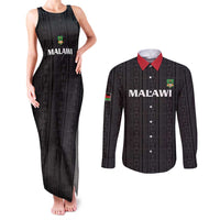 Custom Malawi Football Couples Matching Tank Maxi Dress and Long Sleeve Button Shirt Come On Flames - Black - Wonder Print Shop
