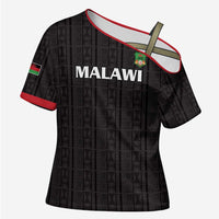 Custom Malawi Football Cross Shoulder Shirt Come On Flames - Black - Wonder Print Shop