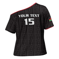 Custom Malawi Football Cross Shoulder Shirt Come On Flames - Black - Wonder Print Shop