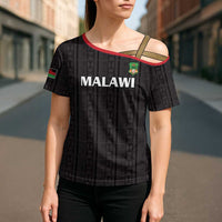 Custom Malawi Football Cross Shoulder Shirt Come On Flames - Black - Wonder Print Shop