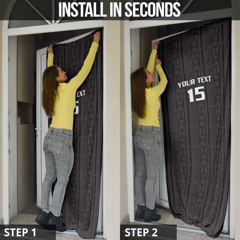 Custom Malawi Football Door Cover Come On Flames - Black - Wonder Print Shop