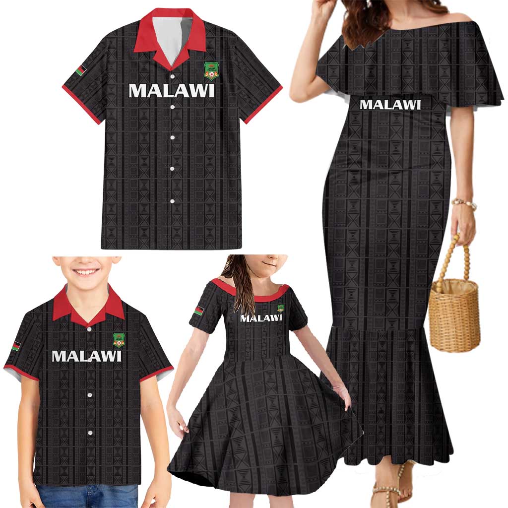 Custom Malawi Football Family Matching Mermaid Dress and Hawaiian Shirt Come On Flames - Black - Wonder Print Shop