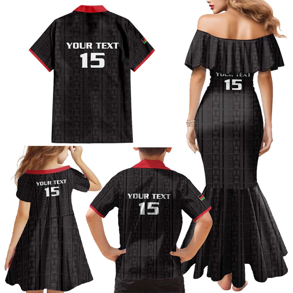 Custom Malawi Football Family Matching Mermaid Dress and Hawaiian Shirt Come On Flames - Black - Wonder Print Shop