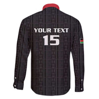 Custom Malawi Football Family Matching Off The Shoulder Long Sleeve Dress and Hawaiian Shirt Come On Flames - Black - Wonder Print Shop