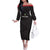 Custom Malawi Football Family Matching Off The Shoulder Long Sleeve Dress and Hawaiian Shirt Come On Flames - Black - Wonder Print Shop