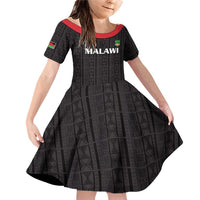 Custom Malawi Football Family Matching Off Shoulder Short Dress and Hawaiian Shirt Come On Flames - Black - Wonder Print Shop
