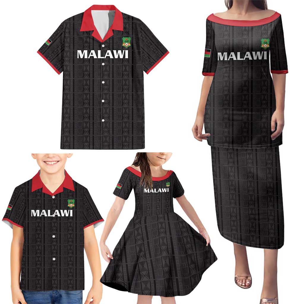 Custom Malawi Football Family Matching Puletasi and Hawaiian Shirt Come On Flames - Black - Wonder Print Shop