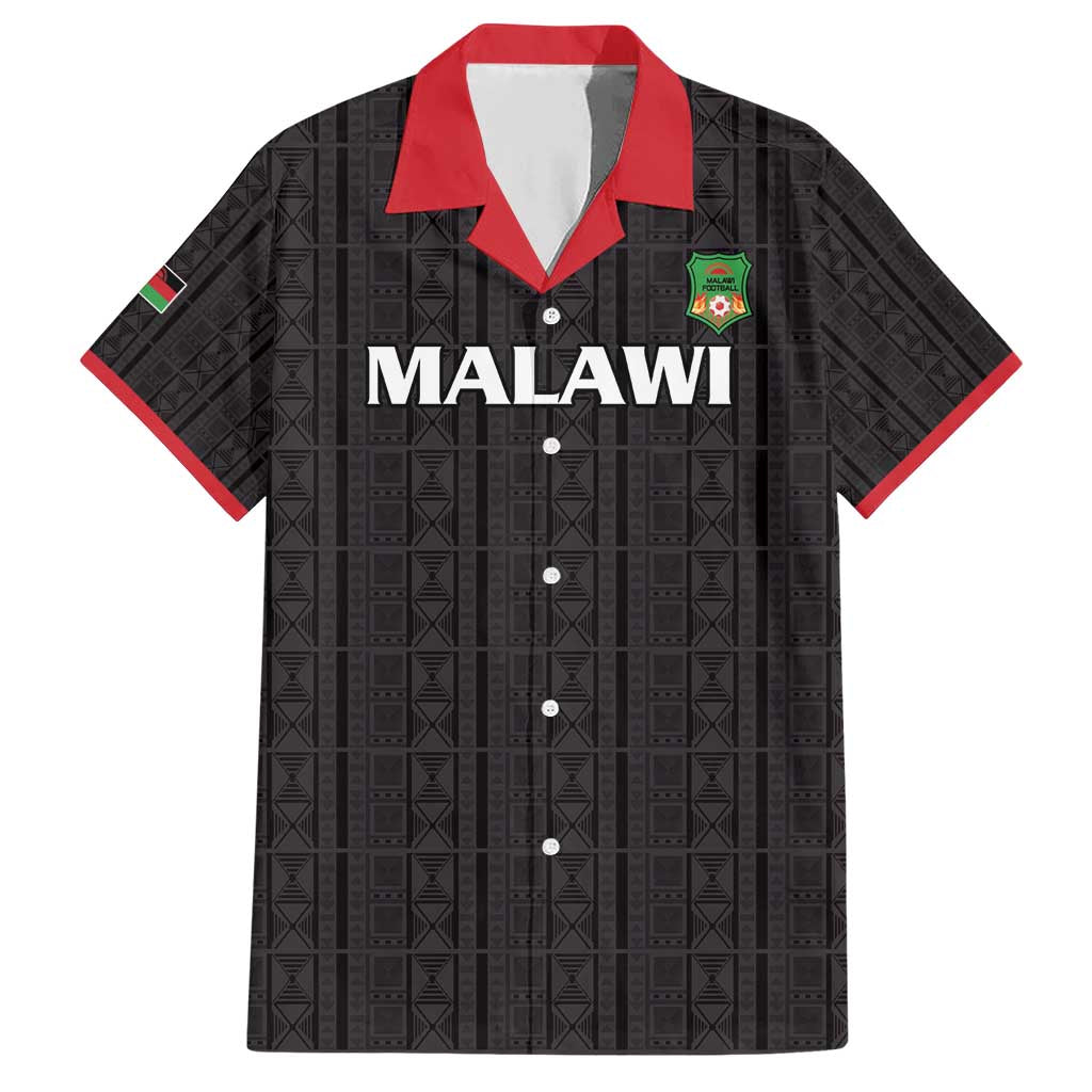 Custom Malawi Football Family Matching Short Sleeve Bodycon Dress and Hawaiian Shirt Come On Flames - Black - Wonder Print Shop