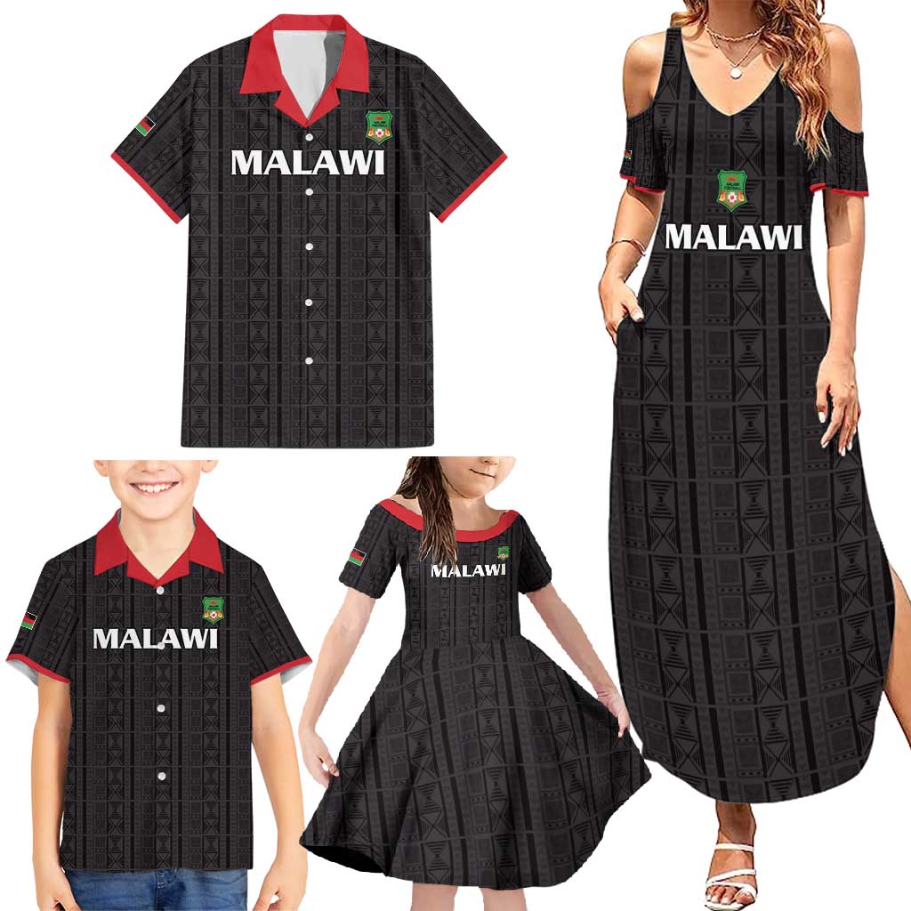 Custom Malawi Football Family Matching Summer Maxi Dress and Hawaiian Shirt Come On Flames - Black - Wonder Print Shop