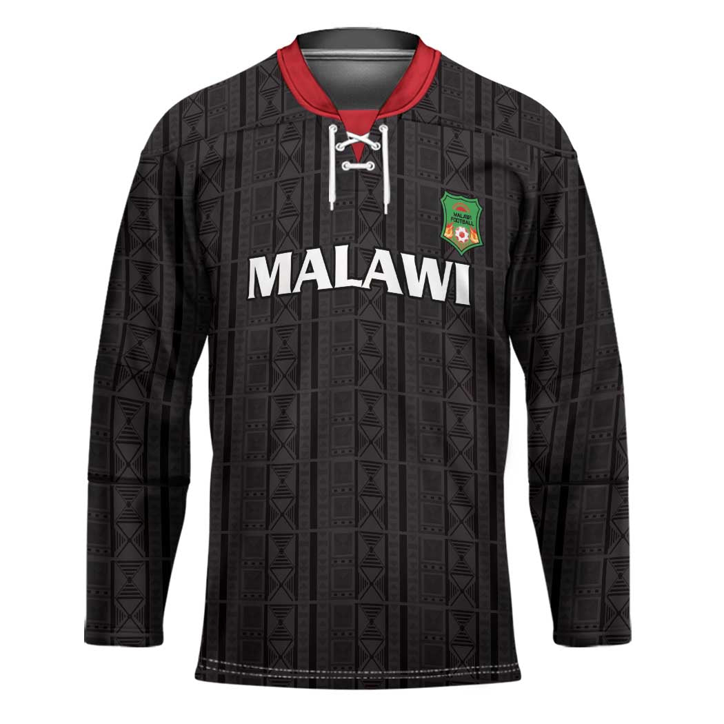 Custom Malawi Football Hockey Jersey Come On Flames - Black - Wonder Print Shop