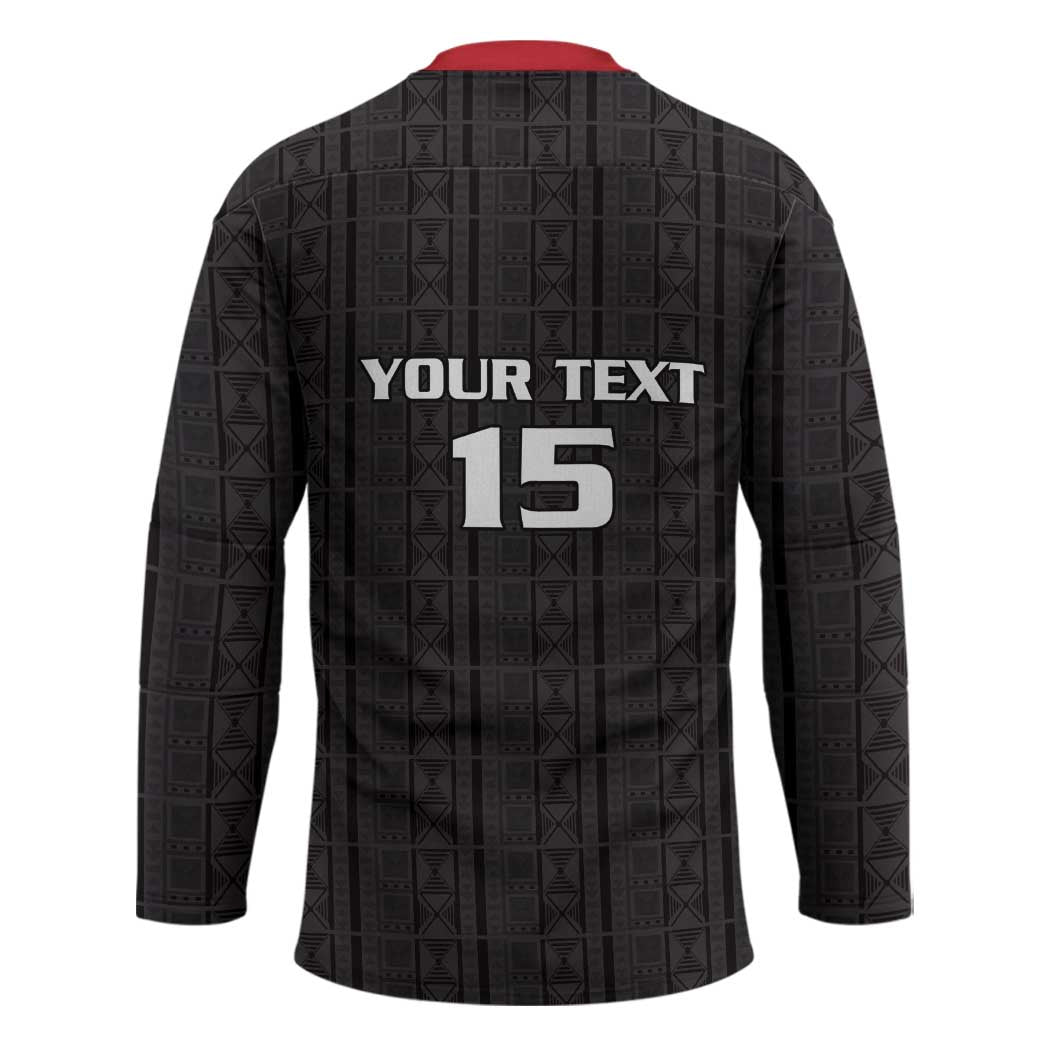 Custom Malawi Football Hockey Jersey Come On Flames - Black - Wonder Print Shop