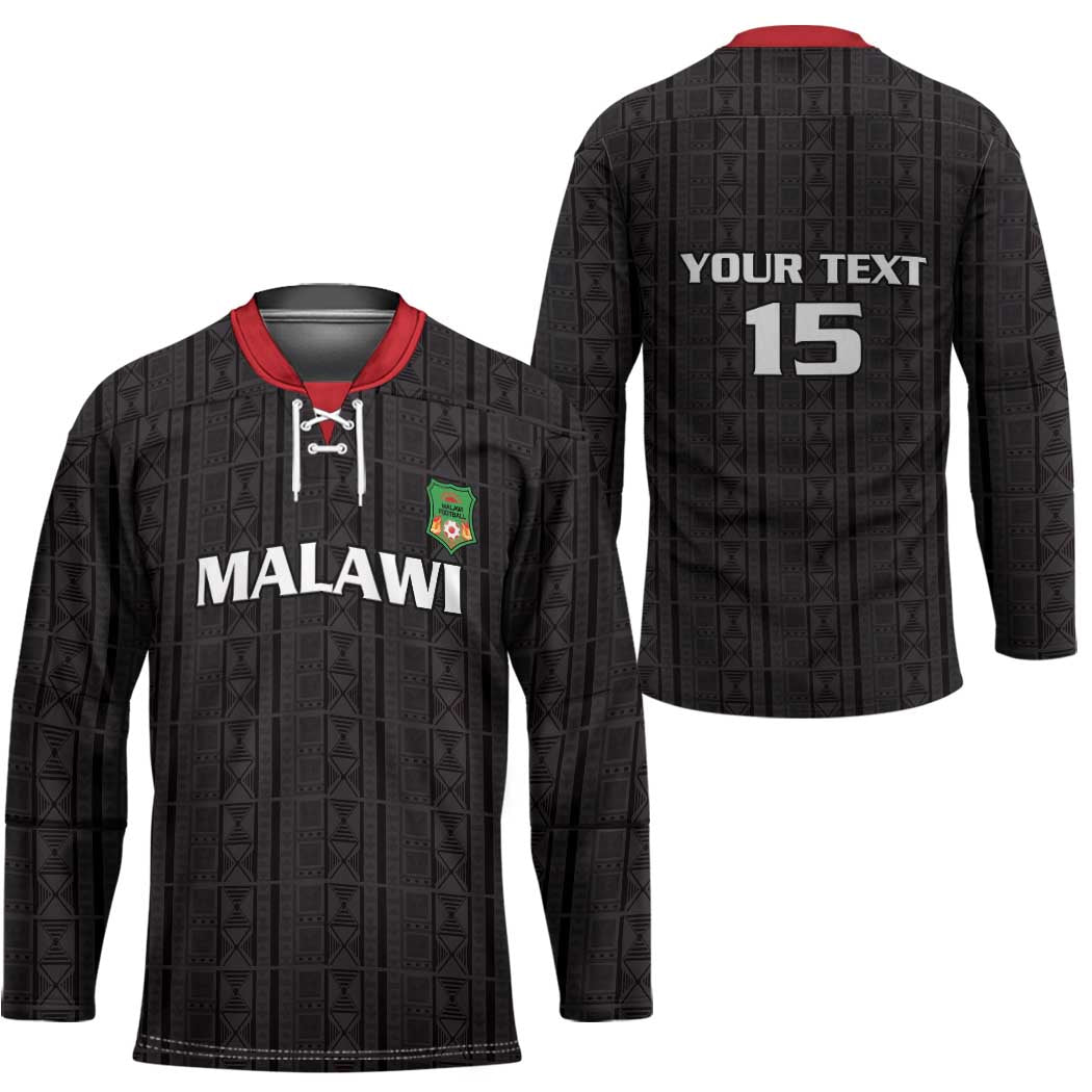 Custom Malawi Football Hockey Jersey Come On Flames - Black - Wonder Print Shop