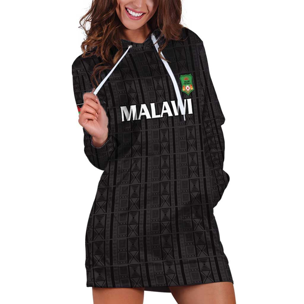 Custom Malawi Football Hoodie Dress Come On Flames - Black - Wonder Print Shop