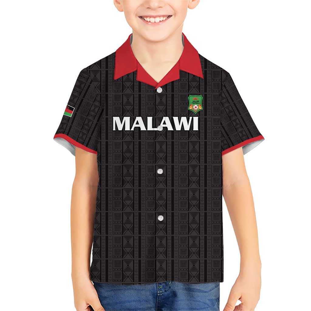 Custom Malawi Football Kid Hawaiian Shirt Come On Flames - Black - Wonder Print Shop