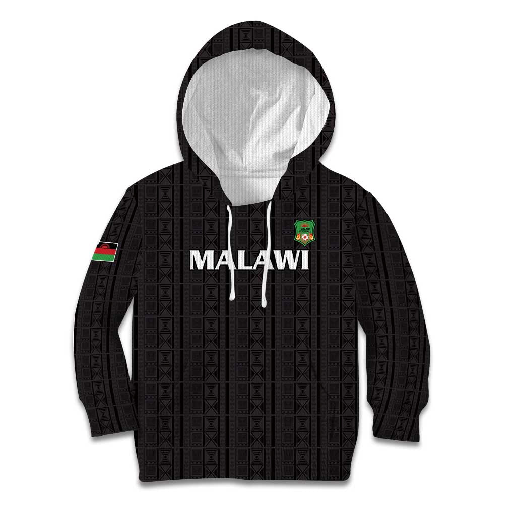 Custom Malawi Football Kid Hoodie Come On Flames - Black - Wonder Print Shop