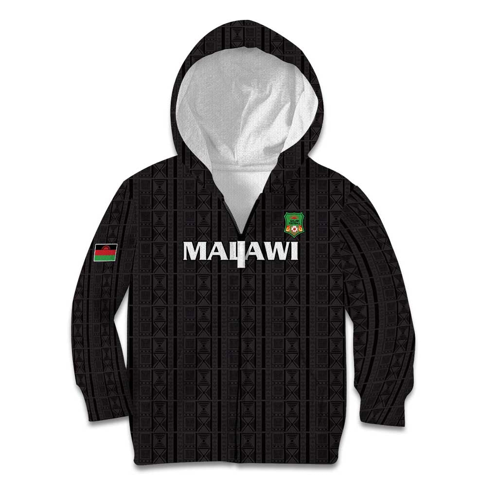 Custom Malawi Football Kid Hoodie Come On Flames - Black - Wonder Print Shop