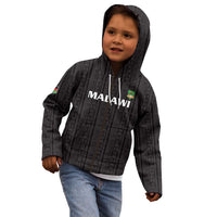 Custom Malawi Football Kid Hoodie Come On Flames - Black - Wonder Print Shop
