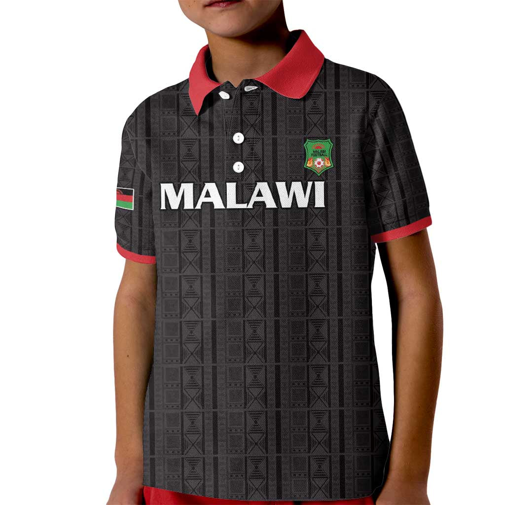 Custom Malawi Football Kid Polo Shirt Come On Flames - Black - Wonder Print Shop