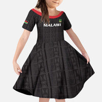 Custom Malawi Football Kid Short Sleeve Dress Come On Flames - Black - Wonder Print Shop